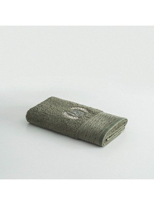 Ecocotton Derin El Yüz Havlusu %100 Organik Pamuk Nakışlı Yeşil 50X90 cm