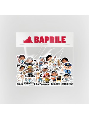 Baprile Ingilizce Meslekler Sticker Paketi 23 Parça Kaliteli Su Geçirmez Etiket Seti