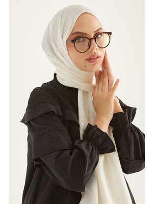 inStyle Elle F Desen Jakarlı Pamuklu Şal - Beyaz