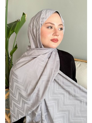 inStyle Zikzak Çizgili Gri Jakar Şal
