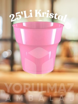 Yorulmaz Ambalaj ✨🎀 Pembe Kristal Plastik Bardak 25’li – Canlı Renkli, Sert Mika Görünümlü, Dayanıklı, Parti & Davet Için Tek Kullanımlık Bardak ✨🎀