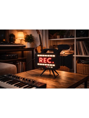 Dekor Atölye Recording Lamba - Rec Yazılı Kamera Şeklinde Dekoratif Lamba