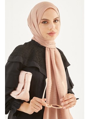 inStyle Elle F Desen Jakarlı Pamuklu Şal - Yavruağzı