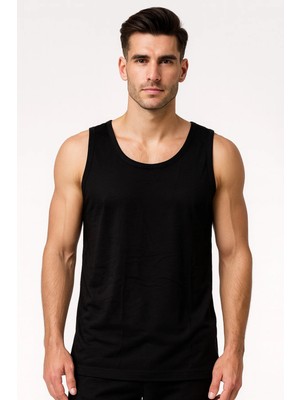 Q-En Erkek Bambu Kumaş Atlet - Nefes Alan Terletmeyen Spor ve Günlük Kolsuz Atlet