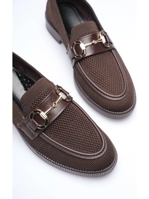 Trendella Acı Kahve Kadın Loafer Metal Tokalı Rahat Günlük Ayakkabı TR30MS02C