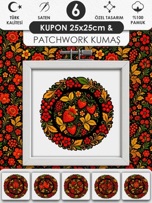 Fabricstown Patchwork ve Quilting Için %100 Pamuk Desenli Kumaş Seti – 6 Kupon + Ek Panel