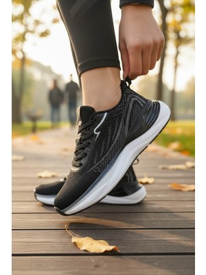 Enoch Kadın Spor Ayakkabı Jakarlı Örme Saya ve Yüksek Yastıklamalı Comfort Tabanlı Koşu ve Yürüyüş Sneaker