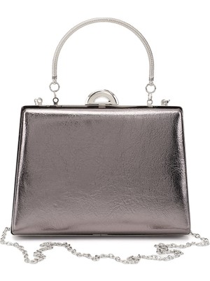 Gönderi(r) Kadın Platin  Uzun Zincirli El ve Omuz Askılı Abiye Çanta