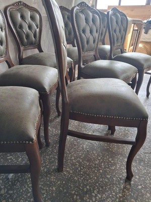 Bengi Ankara Mobilya Sandalye  Klasik 90614 Model Kayın Aslan Ayak Ceviz Nubuk Kumaş 8 Adet El Yapım