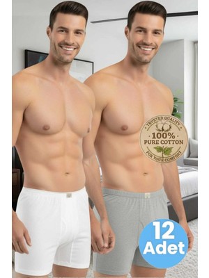 Tezzgelsin Erkek %100 Pamuklu 12'li Süprem Kumaş Penye Boxer