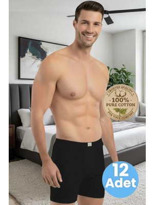 Tezzgelsin Erkek %100 Pamuklu 12'li Süprem Kumaş Penye Boxer