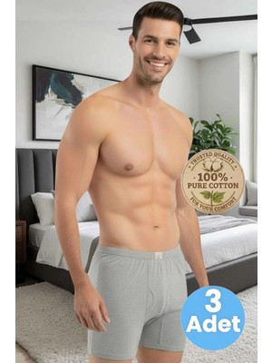 Tezzgelsin Erkek %100 Pamuklu 3'lü Süprem Kumaş Penye Boxer