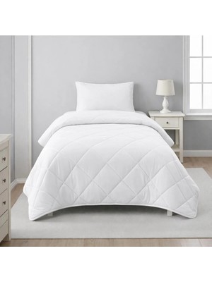 Beyaz Micro Silikon Yatak Yorganı Tek Kişilik