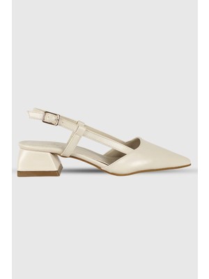 Modezya Vanessa Bej Mat Arka Toka Sivri Burun Topuklu Ayakkabı