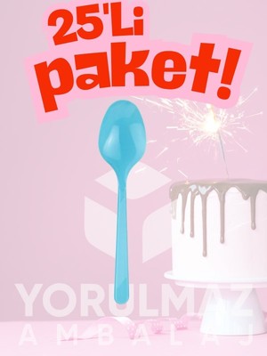 Yorulmaz Ambalaj Happy Party Açık Mavi Plastik Kaşık 25’li – Tek Kullanımlık, Dayanıklı ve Parti & Davetler Için Şık Kaşık 🥄✨