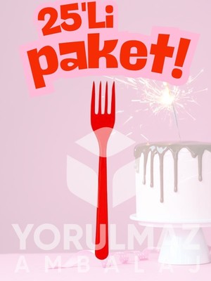 Yorulmaz Ambalaj ✨happy Party Kırmızı Plastik Çatal 25’li – Partiler ve Özel Günler Için Tek Kullanımlık✨