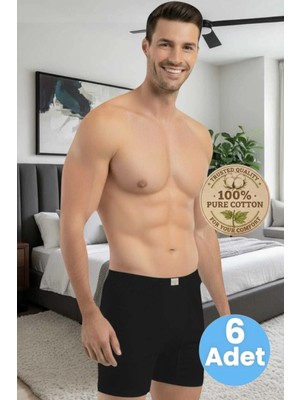 Tezzgelsin Erkek %100 Pamuklu 6'lı Süprem Kumaş Penye Boxer