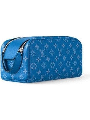 AGM Lv  M30849 Kobalt Taigarama Seyahat Çantası , Monogram Necessaire Clutch Mavi , Lv Mavi Deri Erkek El Çantası , El Çantası