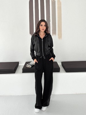 Win Moda Premium Kadın Modal Baggy Eşofman Takımı Kapüşonlu Cepli Saten Detaylı Günlük S/xl 4 Renk