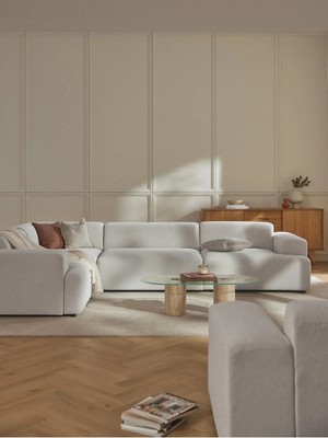 S Home Design Concept Molly 4 Modül Köşe Koltuk, Açık Gri, Keten 210X290