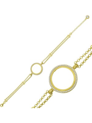 Özcömert Silver Gümüş Çeyrek Takılabilen Altın Kaplama Kadın Bileklik