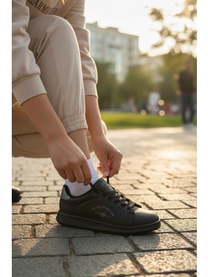 Enoch Unisex Spor Ayakkabı Grafik Baskı Detaylı Düz Tabanlı Günlük Sneaker