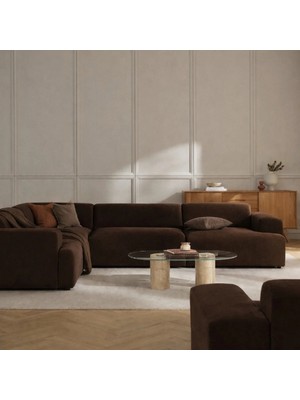S Home Design Concept Molly 4 Modül Köşe Koltuk, Acı Kahve, Yönsüz Kadife 210X290