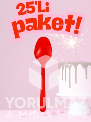 Yorulmaz Ambalaj ✨happy Party Kırmızı Plastik Kaşık 25’li – Partiler ve Özel Günler Için Tek Kullanımlık✨