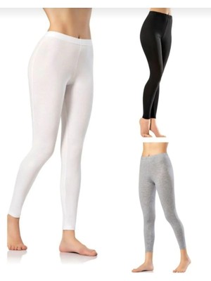 Kota 4000 Kadın Karışık Renkli Likralı Uzun Tayt 3 Adet