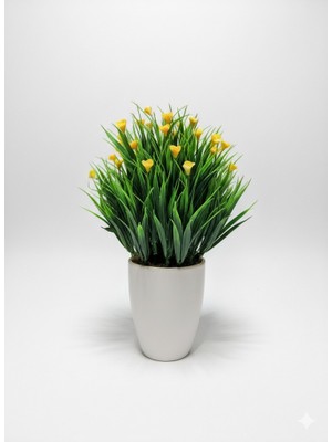 Çiçekmisin Porselen Saksıda Yapay Güllü Yeşillik