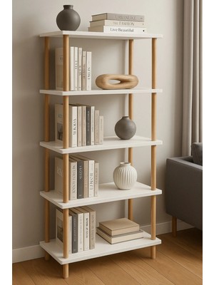 Peka Çevir Kur 5 Raflı Modern Kitaplık Ayakkabılık Banyo Düzenleyici Klasörlük Dekoratif Mutfak Rafı