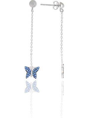 Midyat Nurtaş Gümüş Kelebek Model Firuze Taşlı Gümüş Kadın Küpe 201025003