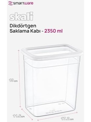 Skygo 6'lı Set Skali Dikdörtgen Saklama Kabı Beyaz 2350 ml - Beyaz, Çok Amaçlı Saklama Kabı