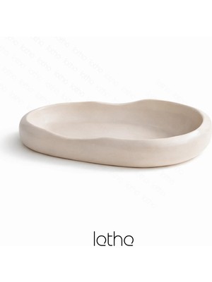 Lethe Studio Design Taş Görünümlü Düzensiz Form Beton Dekoratif Uzun Kase Tabak 25X15CM Takı & Anahtarlık Organizer, Sabunluk