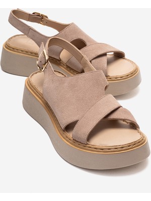 Luvi Vıen Bej Süet Hakiki Deri Kadın Sandalet