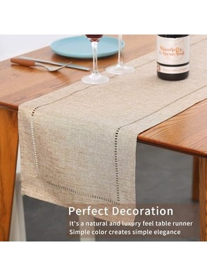 Skygo Masa Örtüsü, 32X180CM Dekoratif Masa Örtüsü Çiftlik Evi Stili, Günlük Polyester Masa Örtüsü, Rustik Çiftlik Evi Masa Örtüleri, Günlük Yemek, Düğün Partisi, Ev Dekorasyonu Için (Bej)