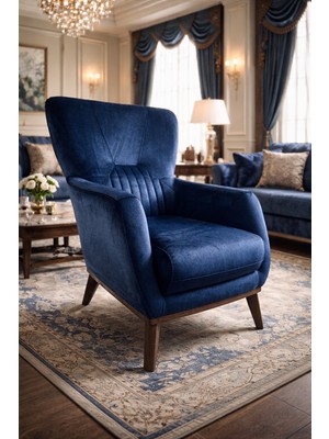 Carmen Mobilya Mavi Kadife Nirvana Berjer