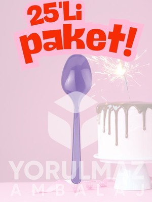 Yorulmaz Ambalaj ✨happy Party Lila Plastik Kaşık 25’li – Partiler ve Özel Günler Için Tek Kullanımlık✨