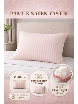 Yüksek Kalite Saten Yastık Seti – 82 Tel Pamuk Saten & Saf Silikon Dolgu