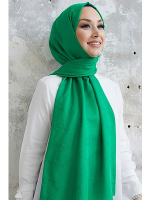inStyle Ariva G Desen Jakarlı Pamuklu Şal - Yeşil