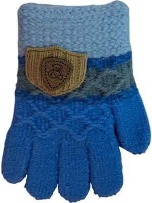 Spteks Kitti 3-6 Yaş Erkek Çocuk Mavi Renk Amblem Figürlü Anaokulu Kışlık Örme Eldiven