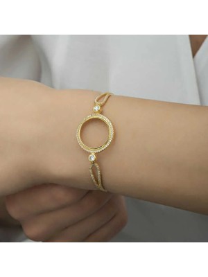 Özcömert Silver Gümüş Çeyrek Takılabilen Altın Kaplama Kadın Bileklik