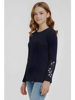 Modanino Kız Çocuk Bluz-Çiçek Nakışlı  12-16 Yaş 12542