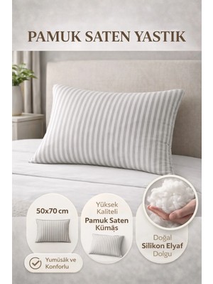 Yüksek Kalite Saten Yastık Seti – 82 Tel Pamuk Saten & Saf Silikon Dolgu