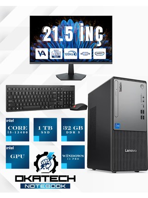 Lenovo Thinkcentre Neo 50T G5 12UB000BTR Core I5 13400-32 GB Ddr5 Ram - 1 Tb Windows 11 Pro+ 21,5'' Monitör Hediyeli 12UB000BTROKA05