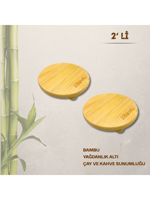 Vizka Bambu Misket Ayaklı Yağdanlık Altlığı, Bardak Altlığı , Kahve Altlığı , Mini Nihale Sunumluk / 2ADET