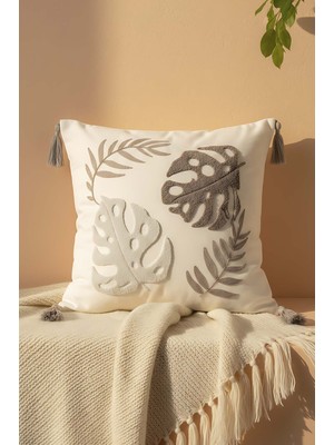 Tropikal Yaprak Desenli Punch Kırlent Kılıfı