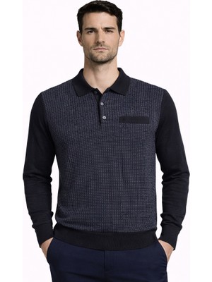 Karaca %50 Yün %50 Akrilik Polo Yaka Nokta Desenli Kazak