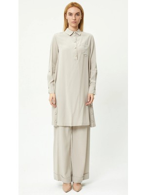 Maq Design Pure Kadın Gömlek Yaka Tunik Pantolon Takım