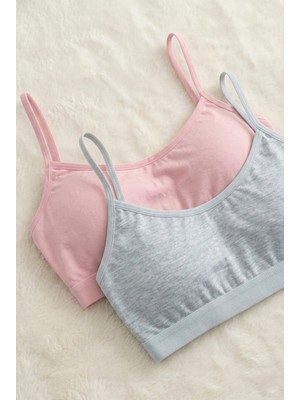 Underwear Bodyway 2 Adet Ip Askılı Pamuklu Çıkarılabilir Pedli Büstiyer Bralet - Sporcu Yarım Atlet